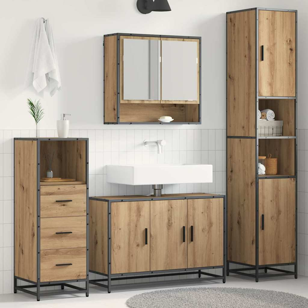 vidaXL Badezimmermöbel-Set 3 Stk. Artisan-Eiche 35 x 37,5 x 188,5 cm