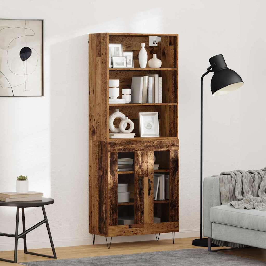 vidaXL Highboard 2 pcs Altholz Holzwerkstoff