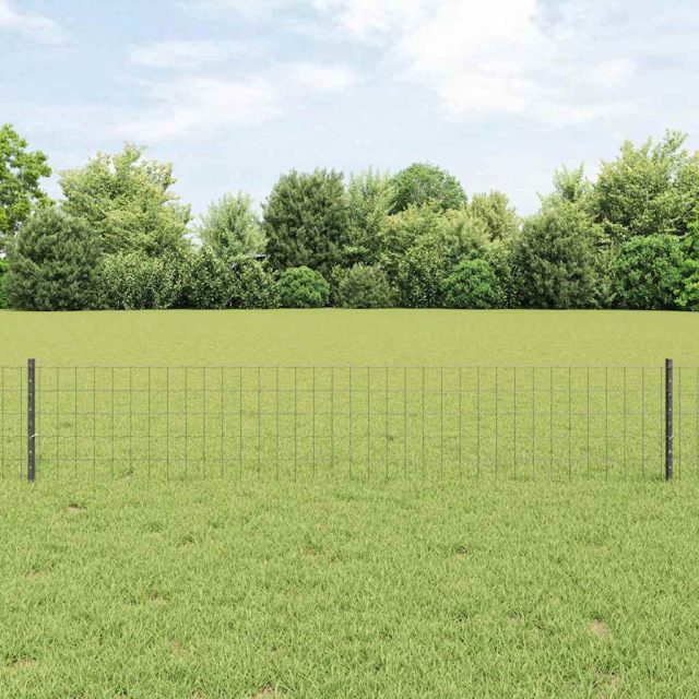vidaXL Euro-Zaun mit Pfosten 10 x 0,4 m PVC-beschichteter Stahl Grau