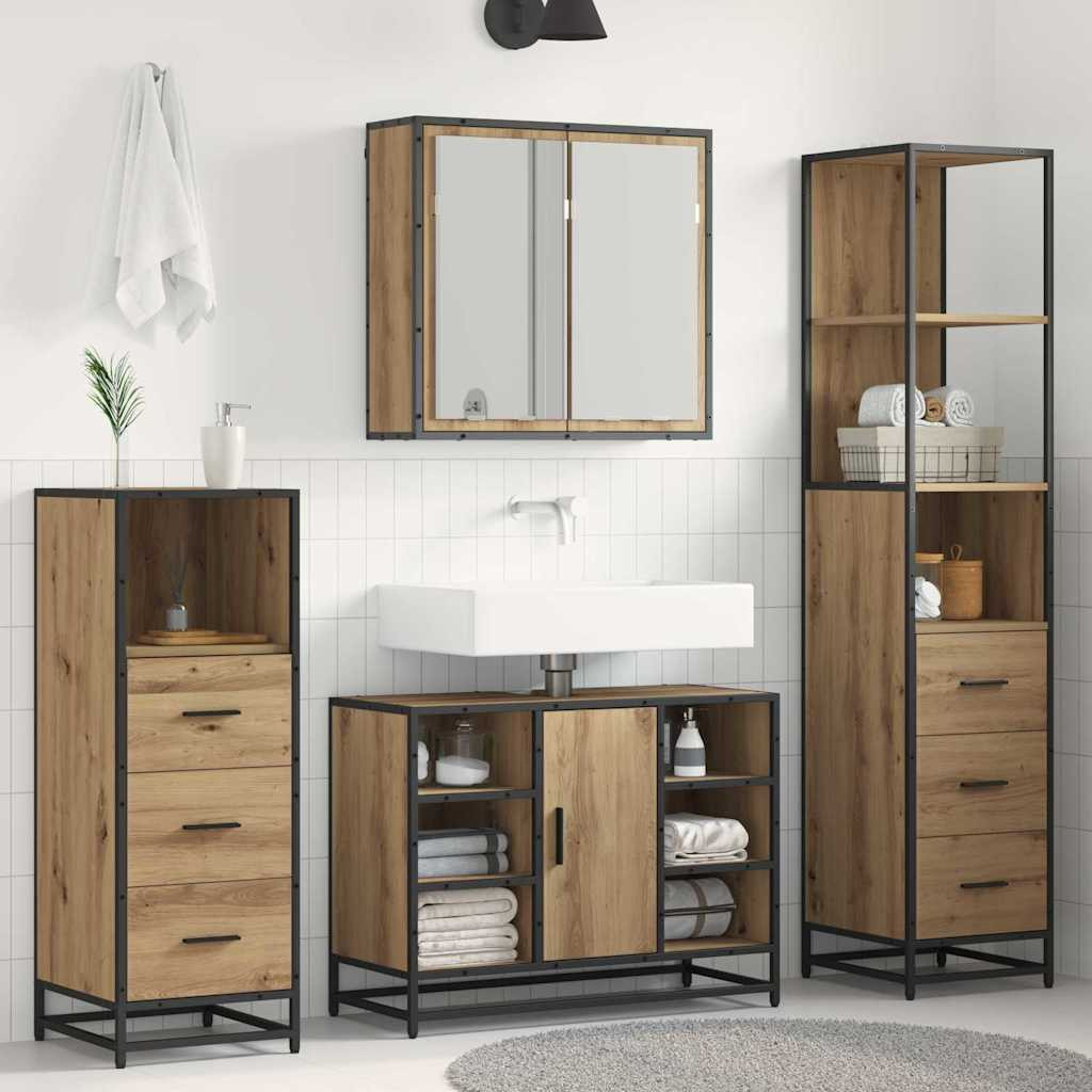 vidaXL Badezimmermöbel-Set 4 Stk. Artisan-Eiche 80 x 33 x 60 cm