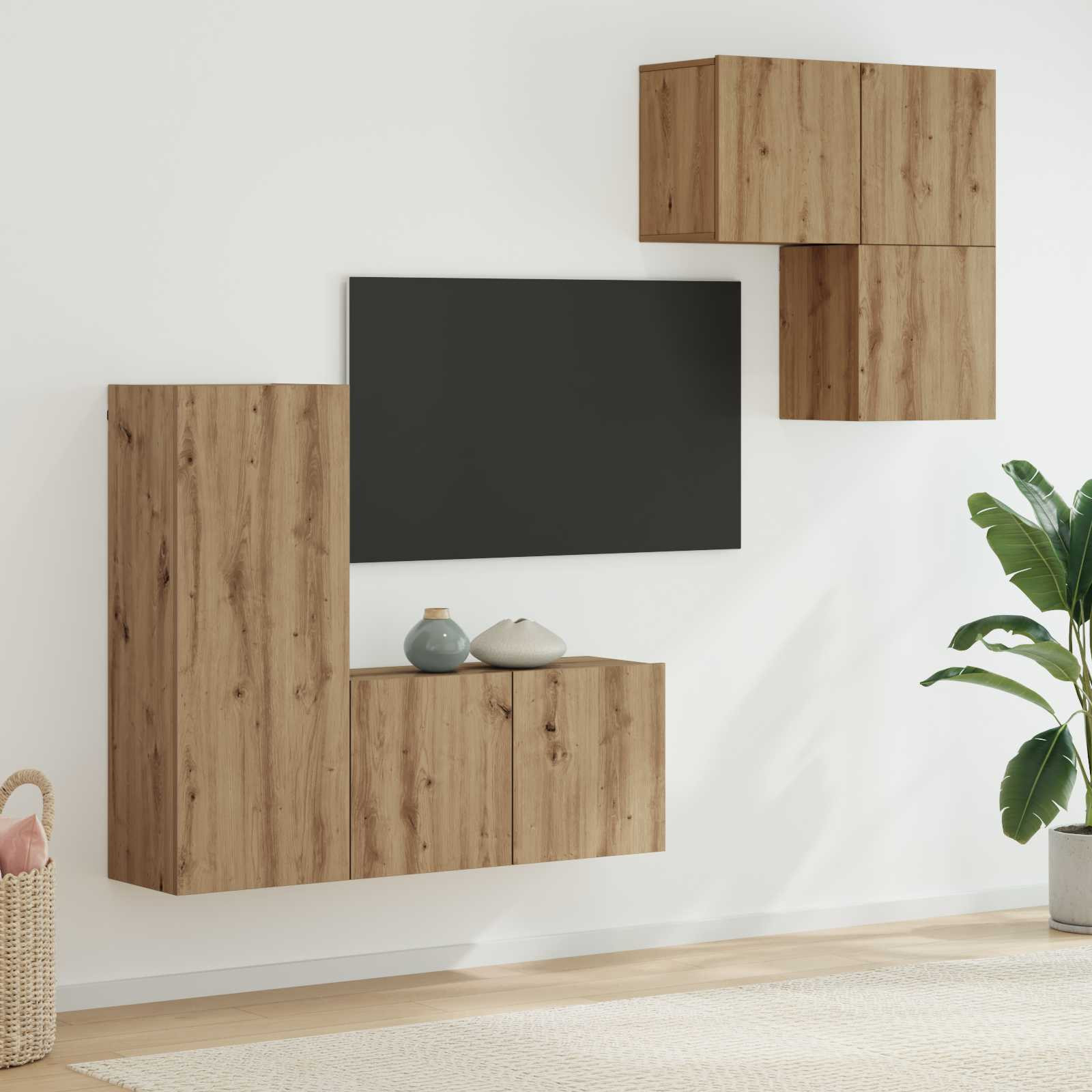 vidaXL TV-Schränk 4 pcs Artisan-Eiche Holzwerkstoff