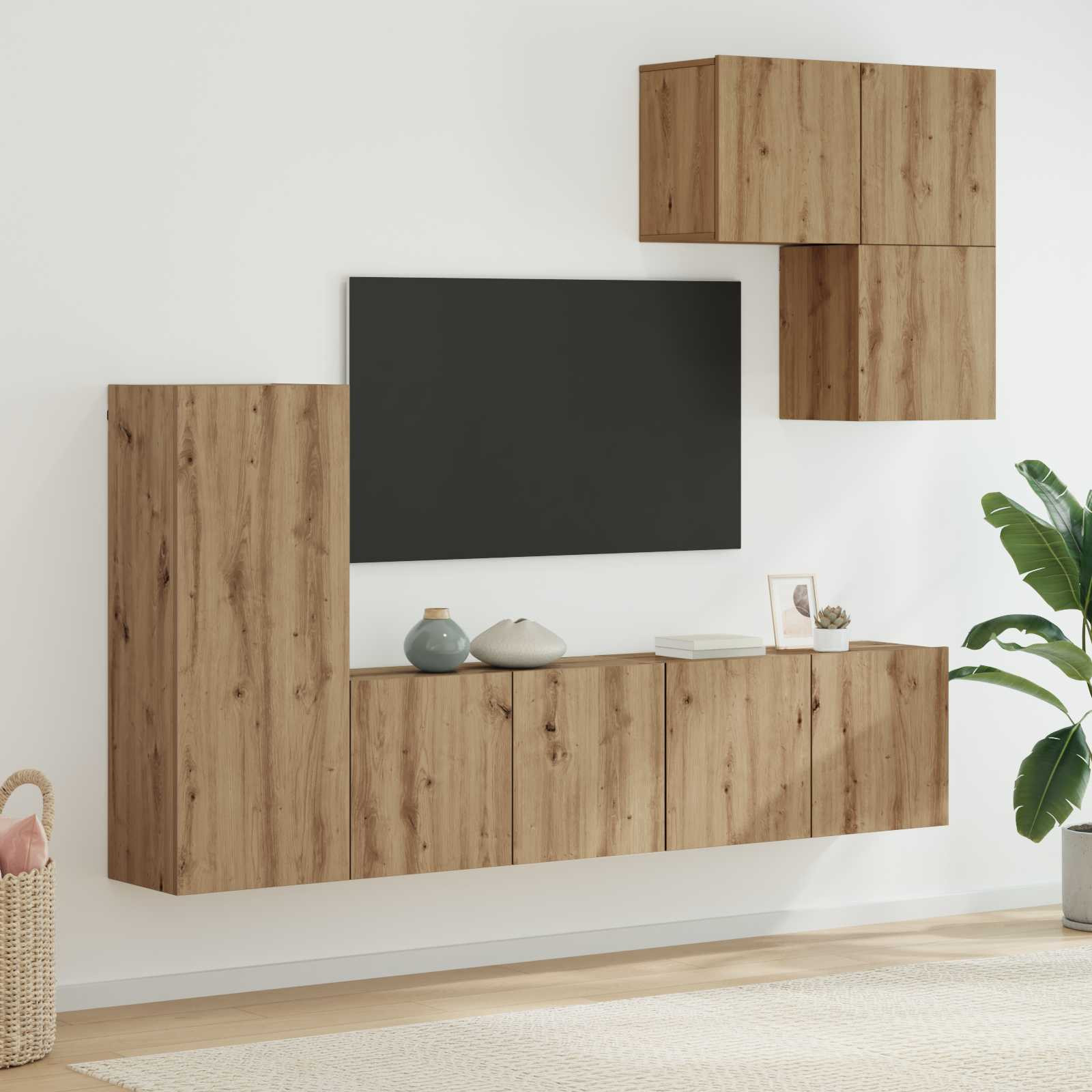 vidaXL TV-Wandmöbel 5 pcs Artisan-Eiche Holzwerkstoff