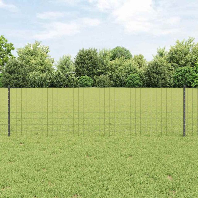 vidaXL Euro-Zaun mit Pfosten 10 x 0,6 m PVC-beschichteter Stahl Grau