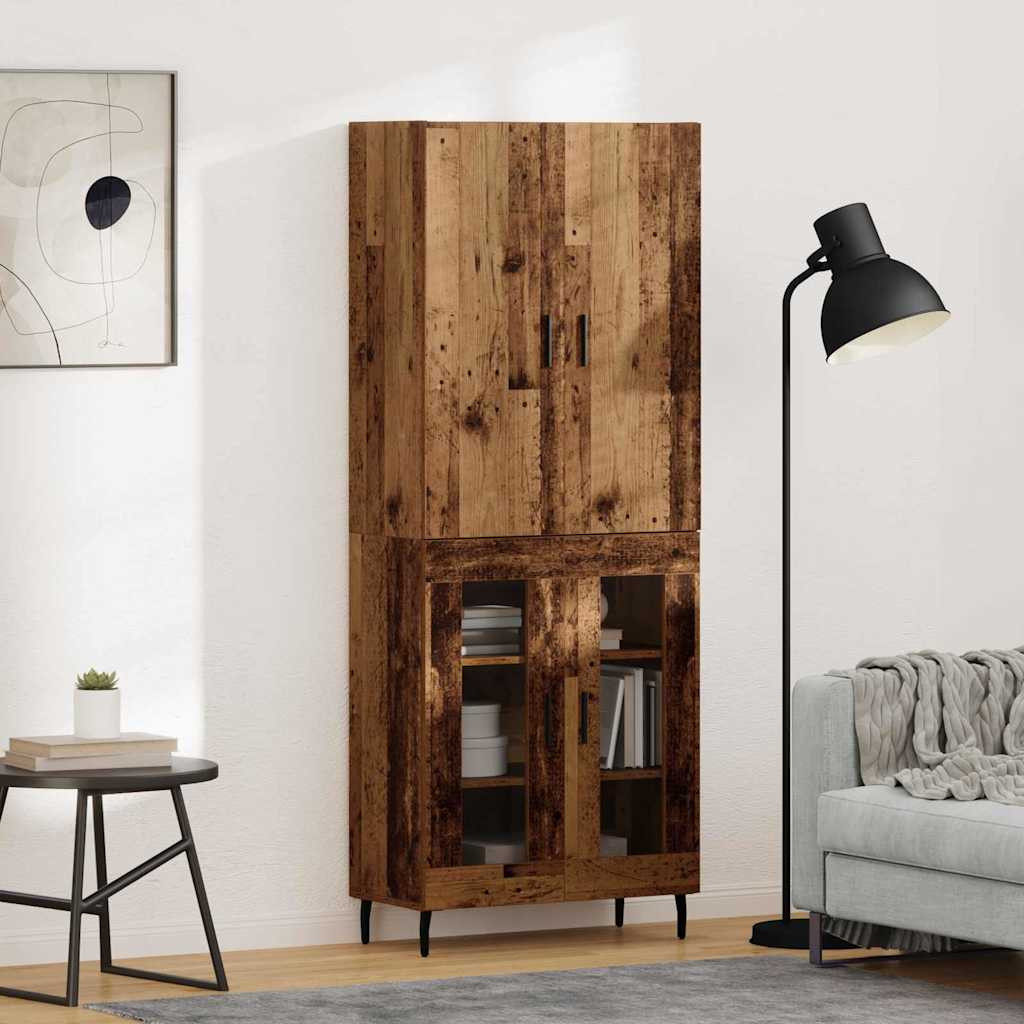 vidaXL Highboard Wandmontiert Altholz 69,5 x 34 x 180 cm Holzwerkstoff