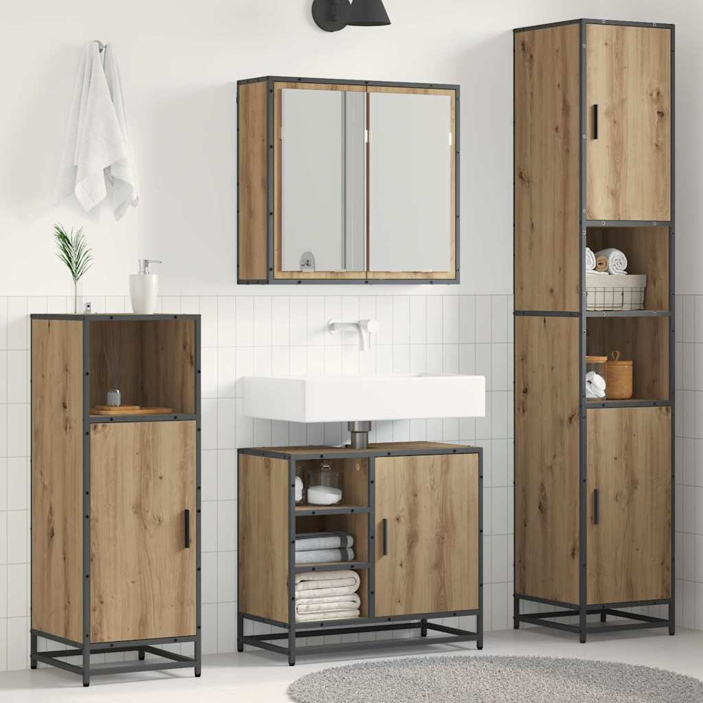 vidaXL Badezimmermöbel-Set 3 Stk. Artisan-Eiche 65 x 33 x 60 cm