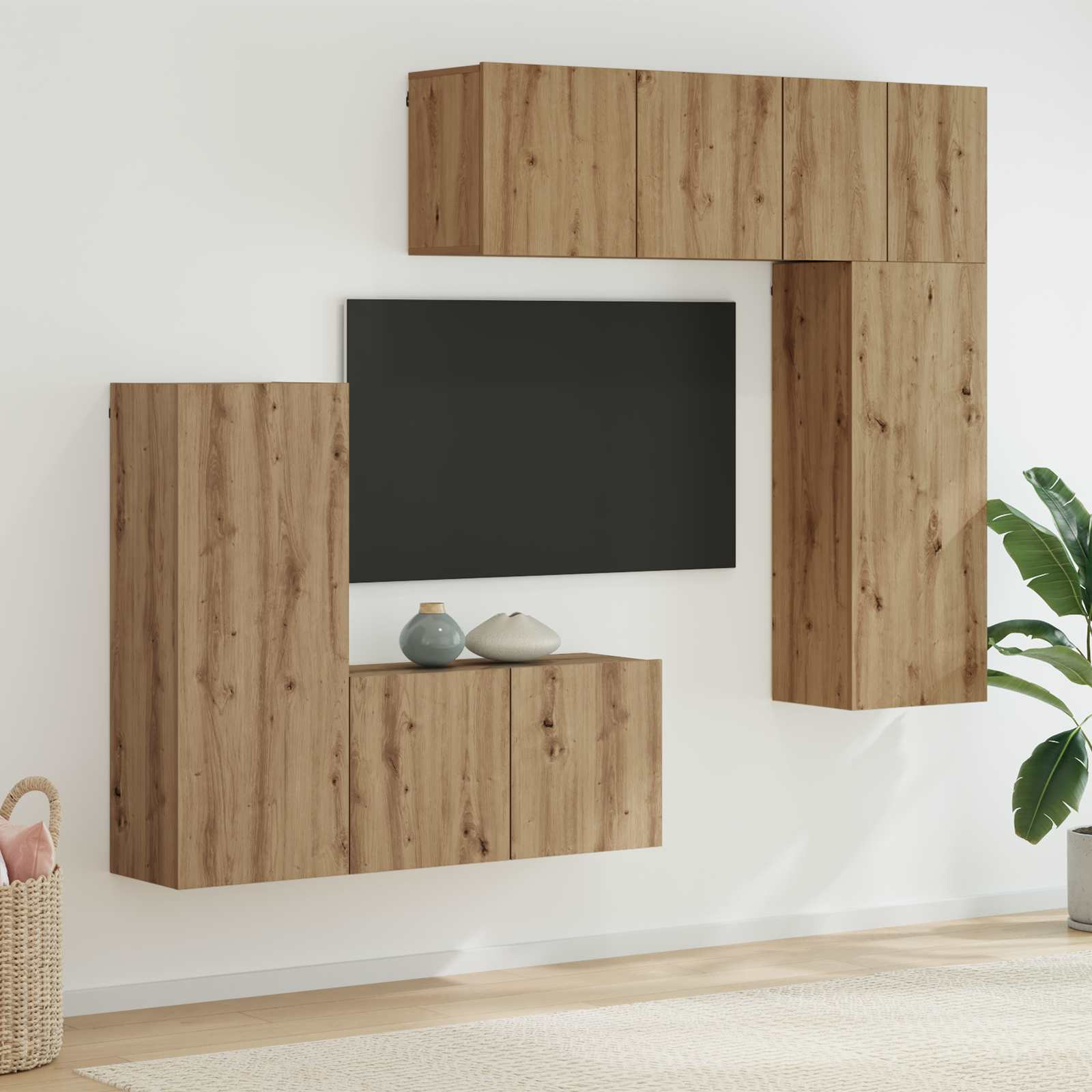 vidaXL TV-Wandmöbel 5 pcs Artisan-Eiche Holzwerkstoff