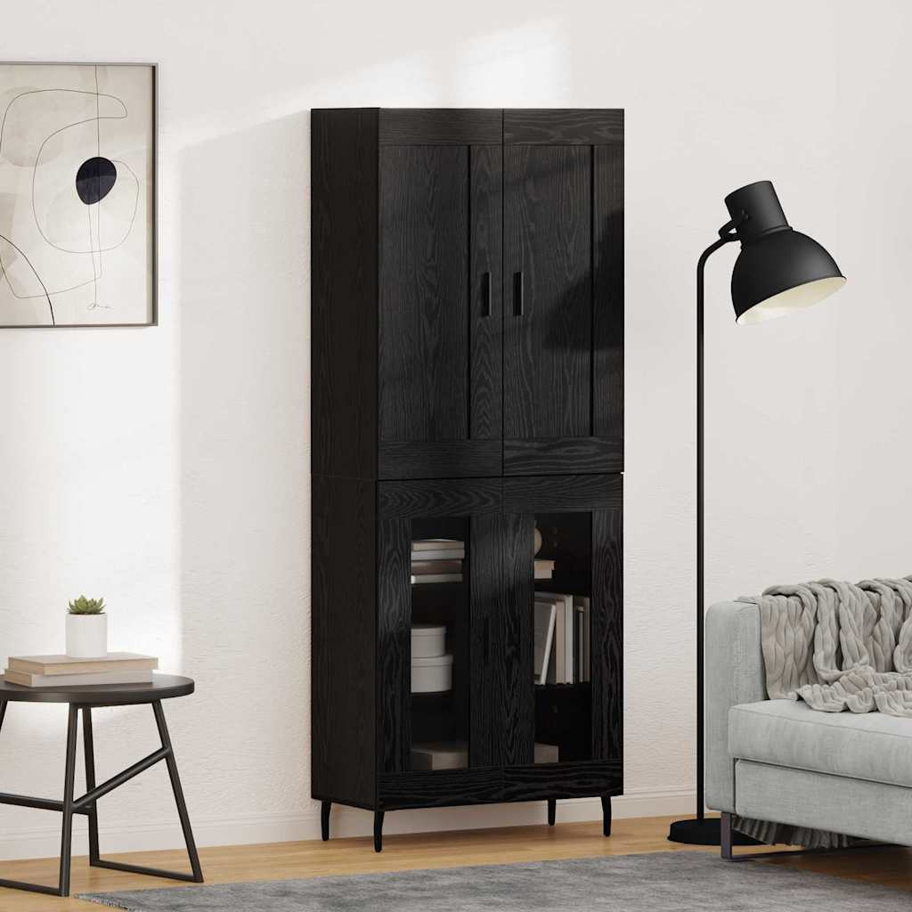 vidaXL Highboard 2 pcs Schwarz Eichen-Optik Holzwerkstoff