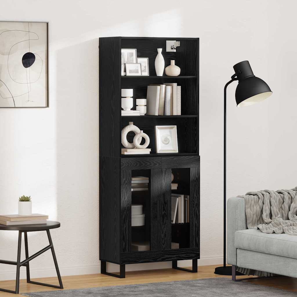 vidaXL Highboard 2 pcs Schwarz Eichen-Optik Holzwerkstoff