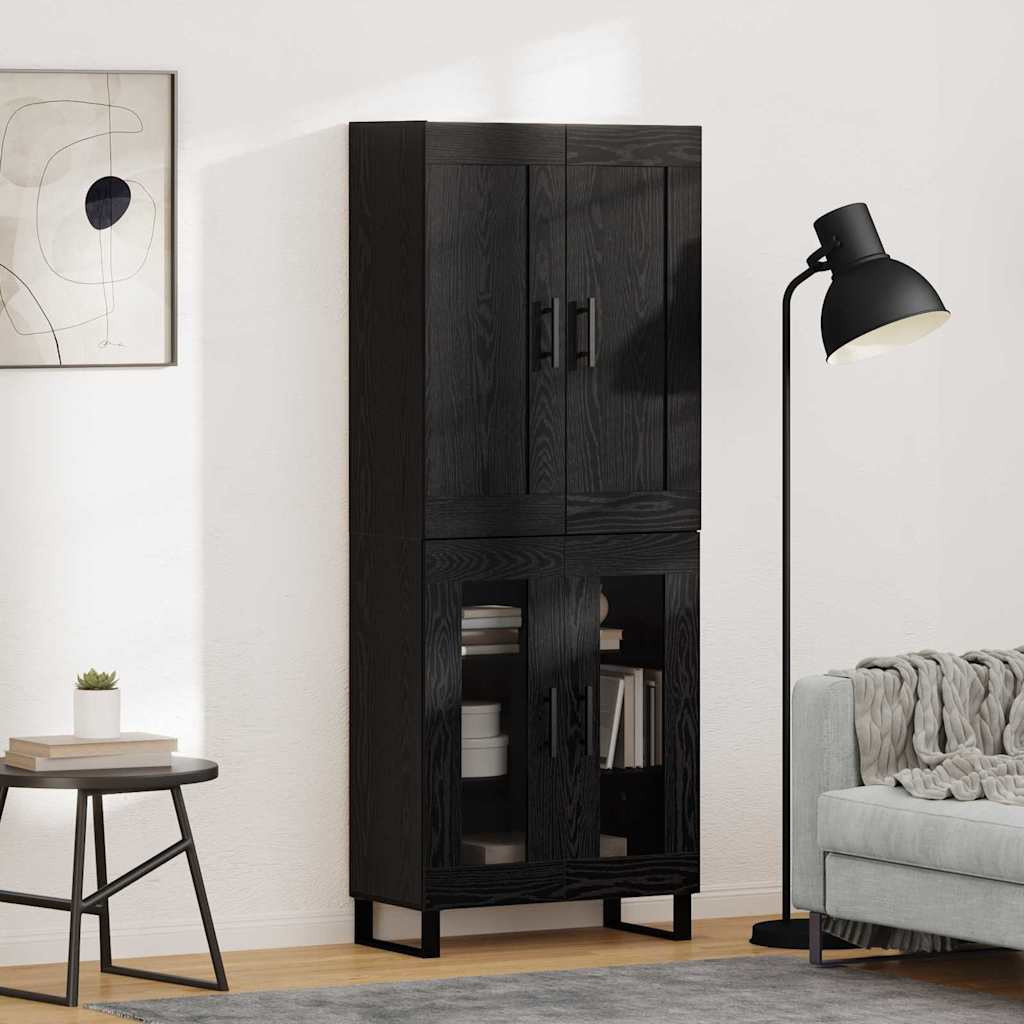 vidaXL Highboard Schwarz Eichen-Optik 69,5 x 34 x 180 cm Holzwerkstoff