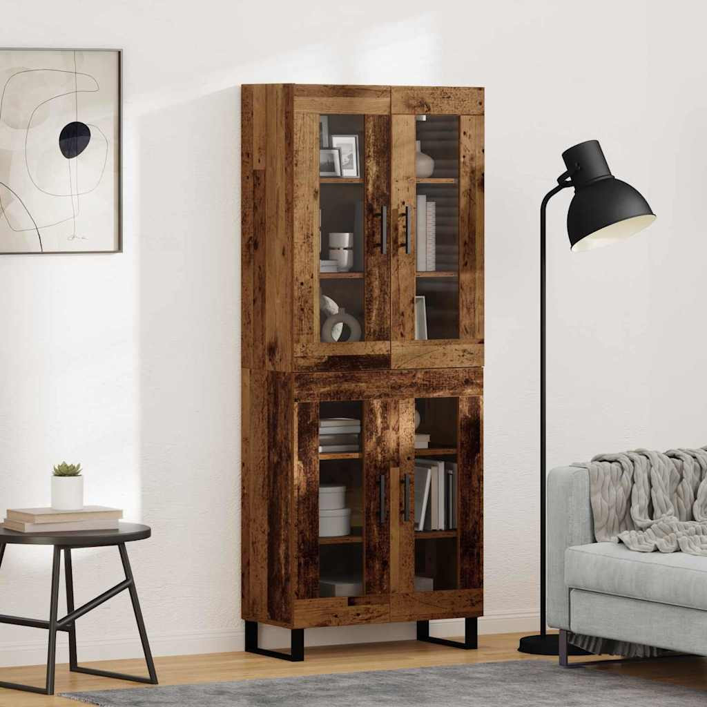vidaXL Highboard 2 pcs Altholz Engineered Wood und Glas