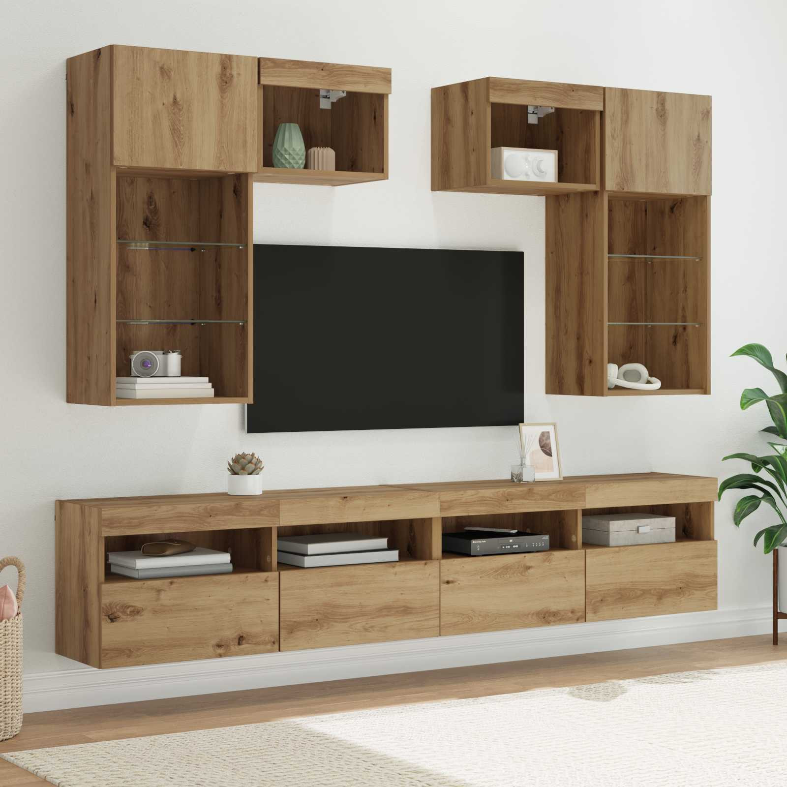 vidaXL TV-Wandgeräte 6 pcs Altholz Holzwerkstoff