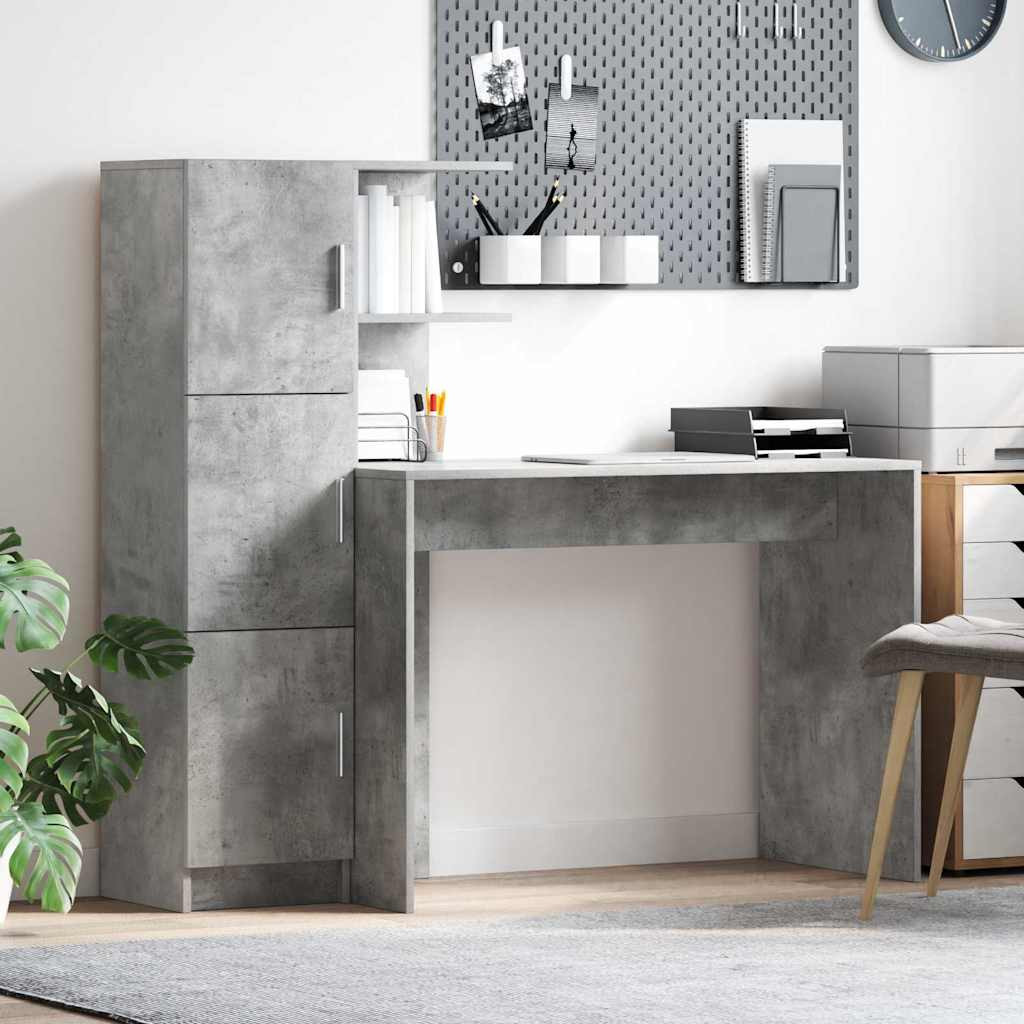 vidaXL Schreibtisch 2 pcs Beton Grau