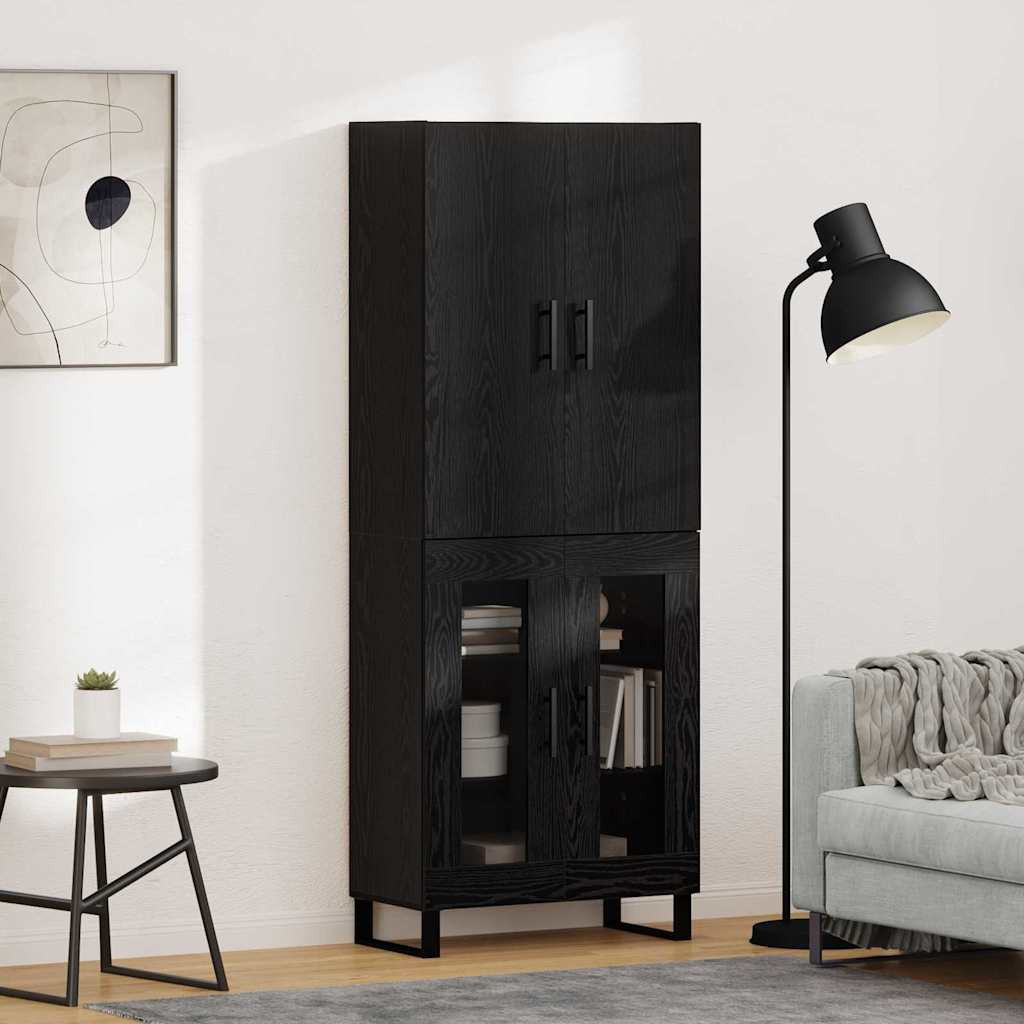 vidaXL Highboard 2 pcs Schwarz Eichen-Optik 69,5 x 34 x 180 cm