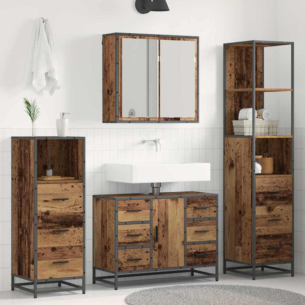 vidaXL Badezimmermöbel-Set mit Schubladen 3 pcs Altholz Holzwerkstoff