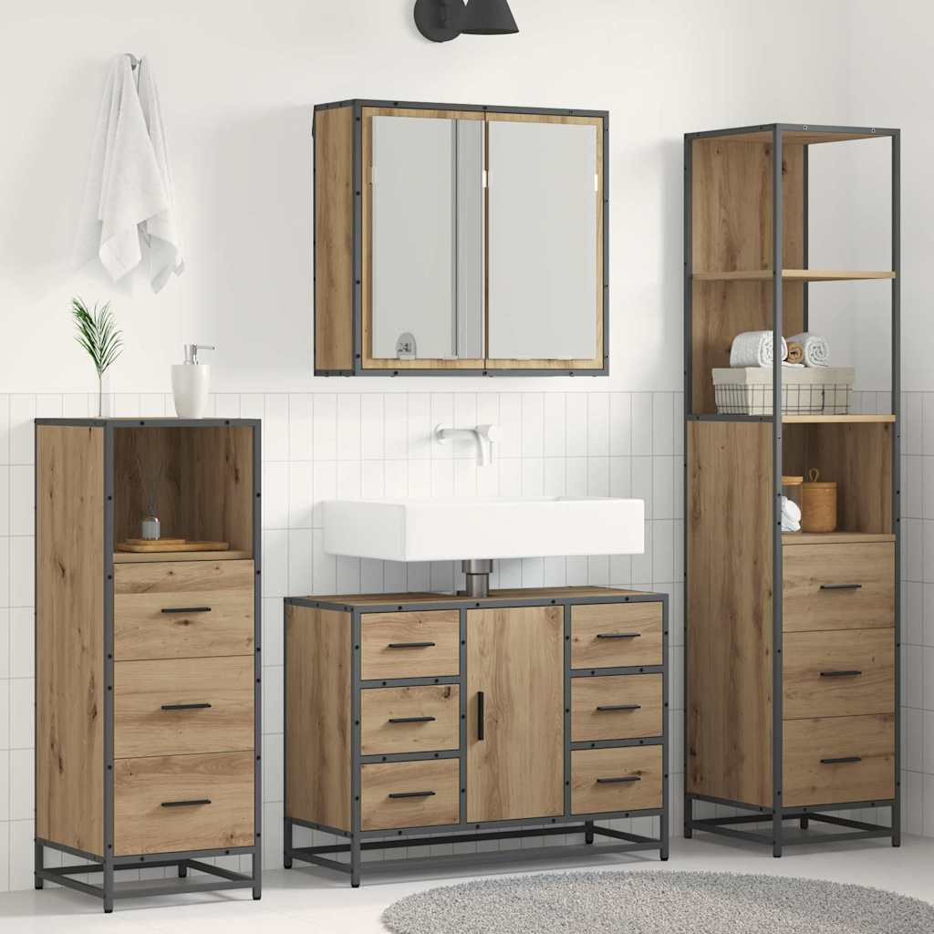 vidaXL Badezimmermöbel-Set 3 Stk. Artisan-Eiche 80 x 33 x 60 cm