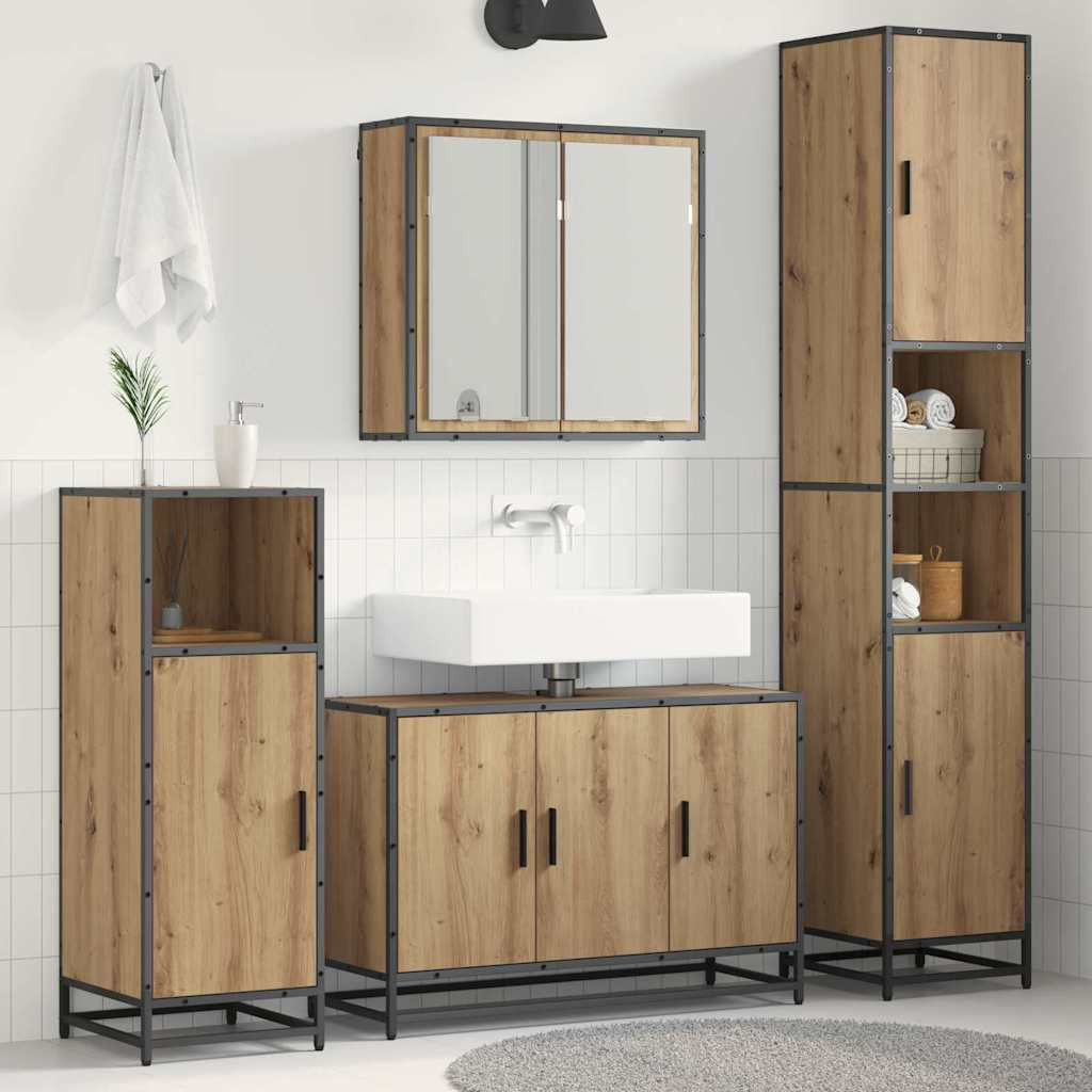 vidaXL Badezimmermöbel-Set 3 Stk. Artisan-Eiche 90 x 33 x 60 cm