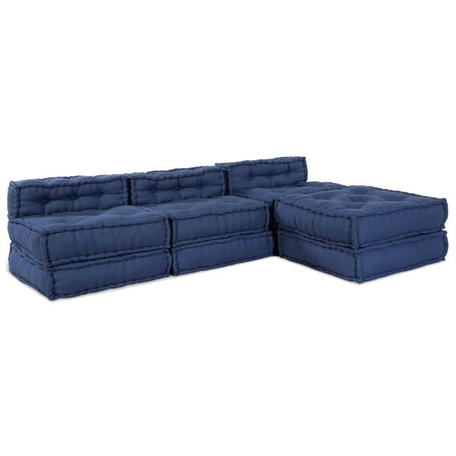 vidaXL Modulare Sofagarnitur 4 pcs Indigo Stoff