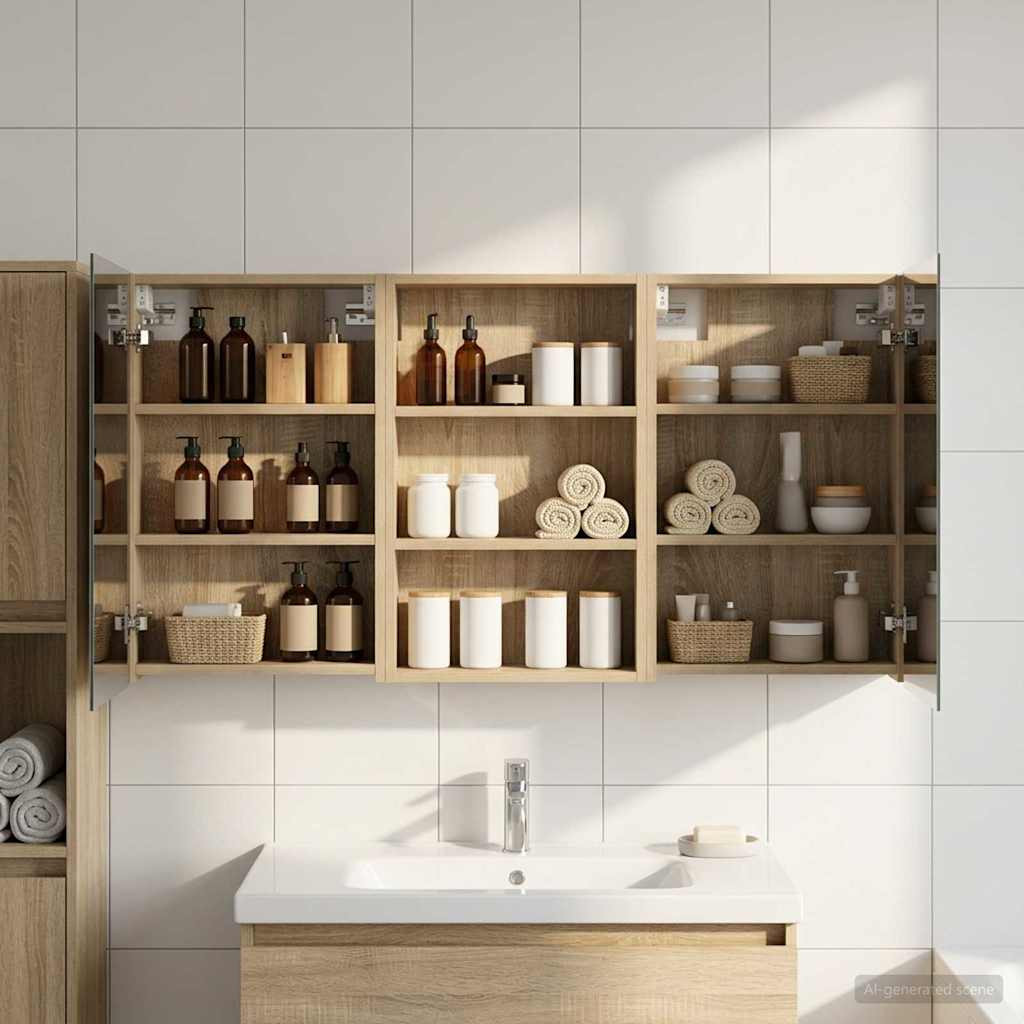 vidaXL Badezimmerschrank-Set 3 pcs 120 x 10,5 x 60,5 cm Holzwerkstoff