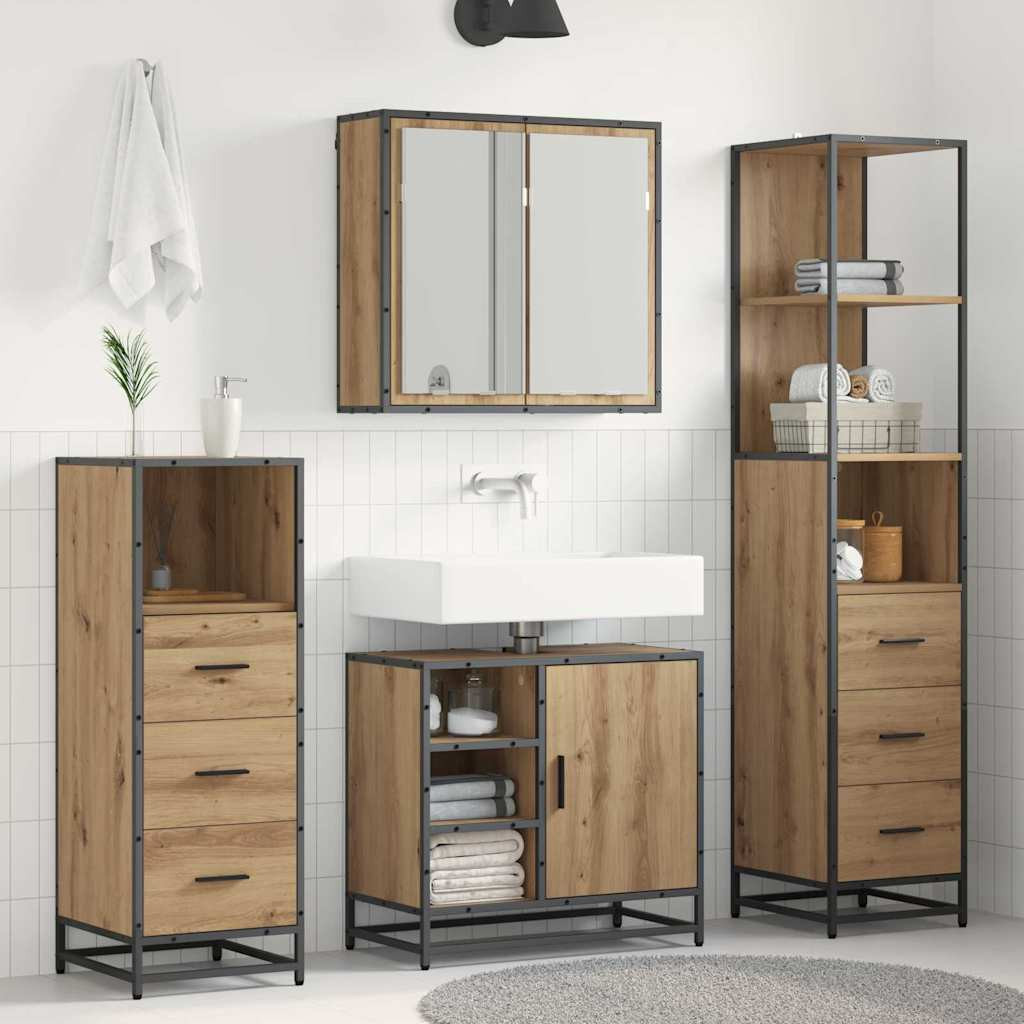 vidaXL Badezimmermöbel-Set 4 Stk. Artisan-Eiche 65 x 33 x 60 cm