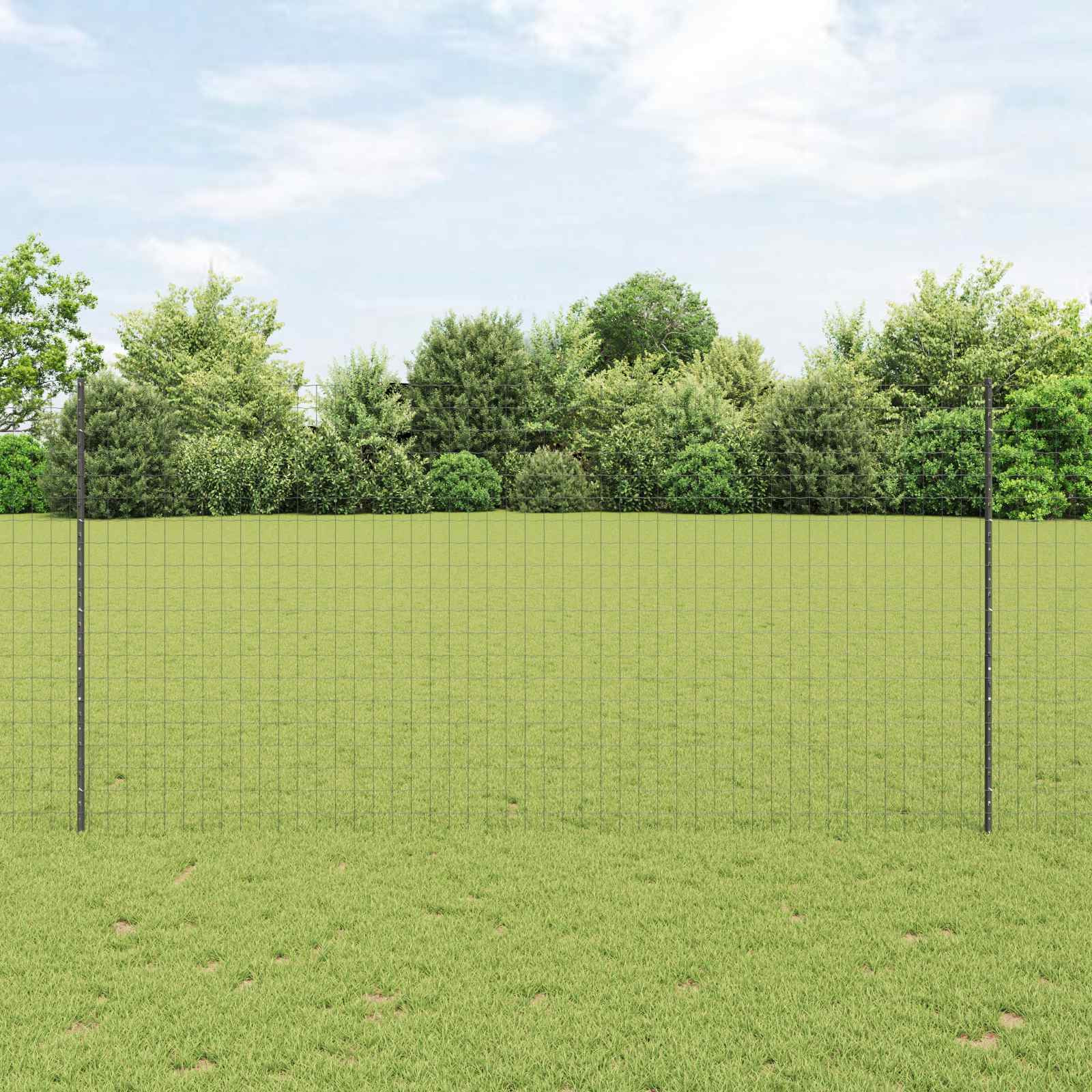 vidaXL Euro-Zaun mit Pfosten 10 x 1,5 m PVC-beschichteter Stahl Grau