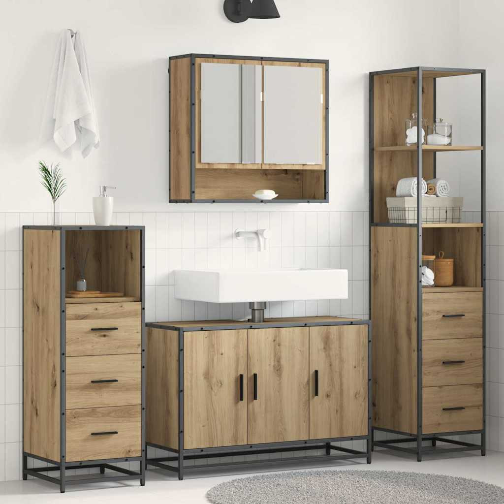 vidaXL Badezimmermöbel-Set 3 Stk. Artisan-Eiche 35 x 37,5 x 166 cm
