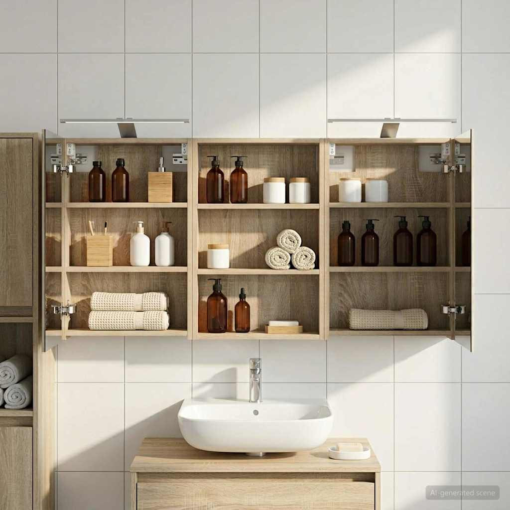 vidaXL Badezimmerschrank-Set 3 pcs 120 x 10,5 x 60,5 cm Holzwerkstoff