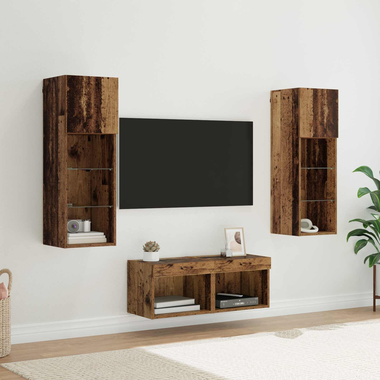 vidaXL TV-Wandregale 4 pcs Artisan-Eiche Holzwerkstoff