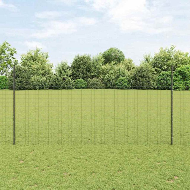 vidaXL Euro-Zaun mit Pfosten 10 x 1,6 m PVC-beschichteter Stahl Grau
