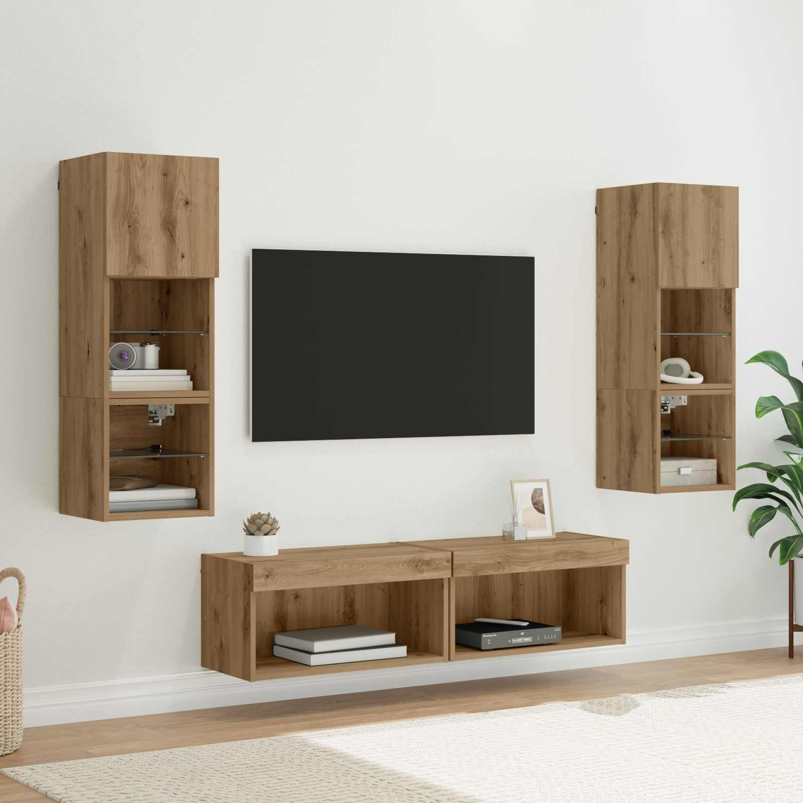 vidaXL TV-Wandmöbel 6 pcs Artisan-Eiche Holzwerkstoff