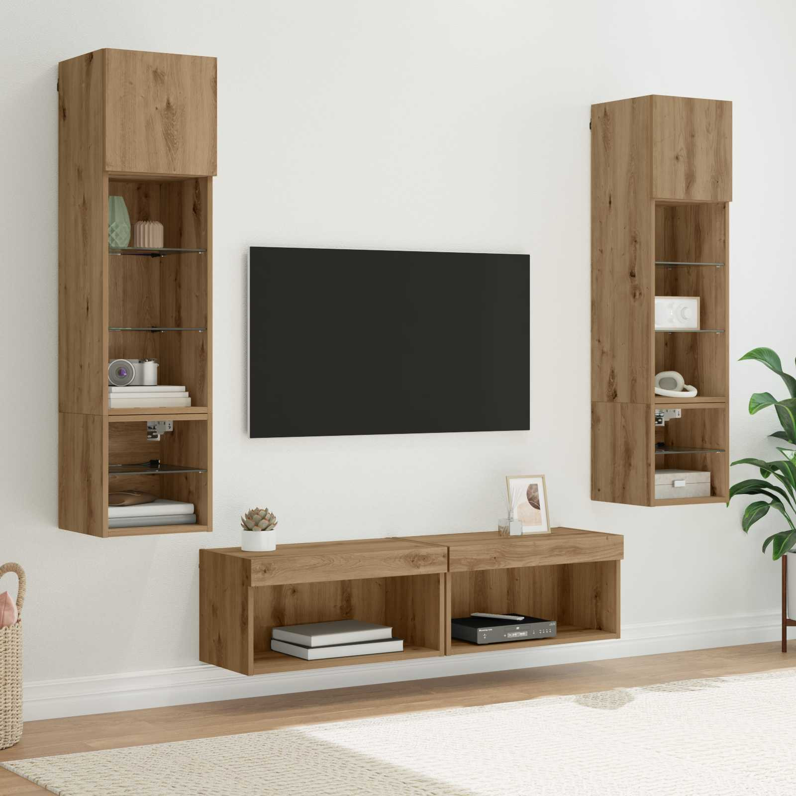 vidaXL TV-Wandmöbel 6 pcs Artisan-Eiche Holzwerkstoff