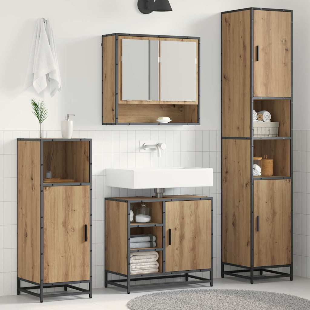 vidaXL Badezimmermöbel-Set 3 Stk. Artisan-Eiche 35 x 37,5 x 188,5 cm