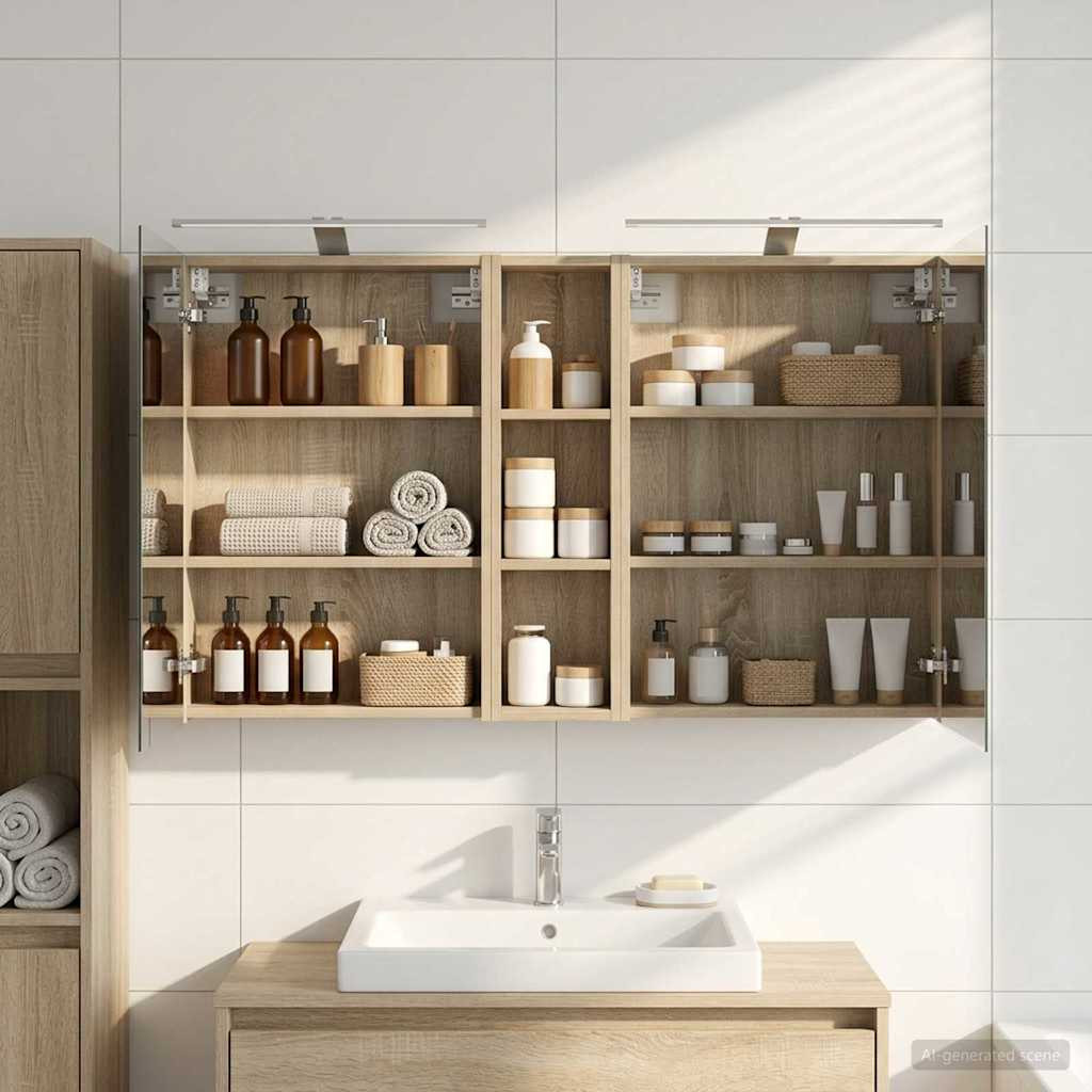 vidaXL Badezimmerschrank-Set 3 pcs 120 x 14,5 x 70 cm Holzwerkstoff