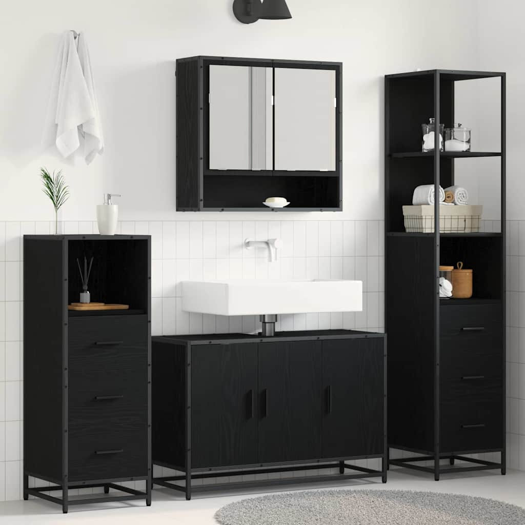 vidaXL Badezimmermöbel-Set mit Schubladen 3 pcs Altholz Holzwerkstoff