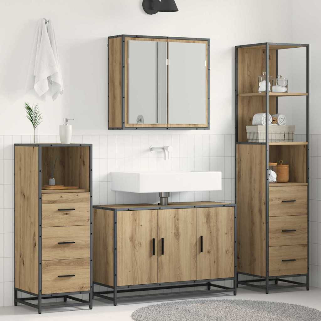 vidaXL Badezimmermöbel-Set 3 Stk. Artisan-Eiche 90 x 33 x 60 cm