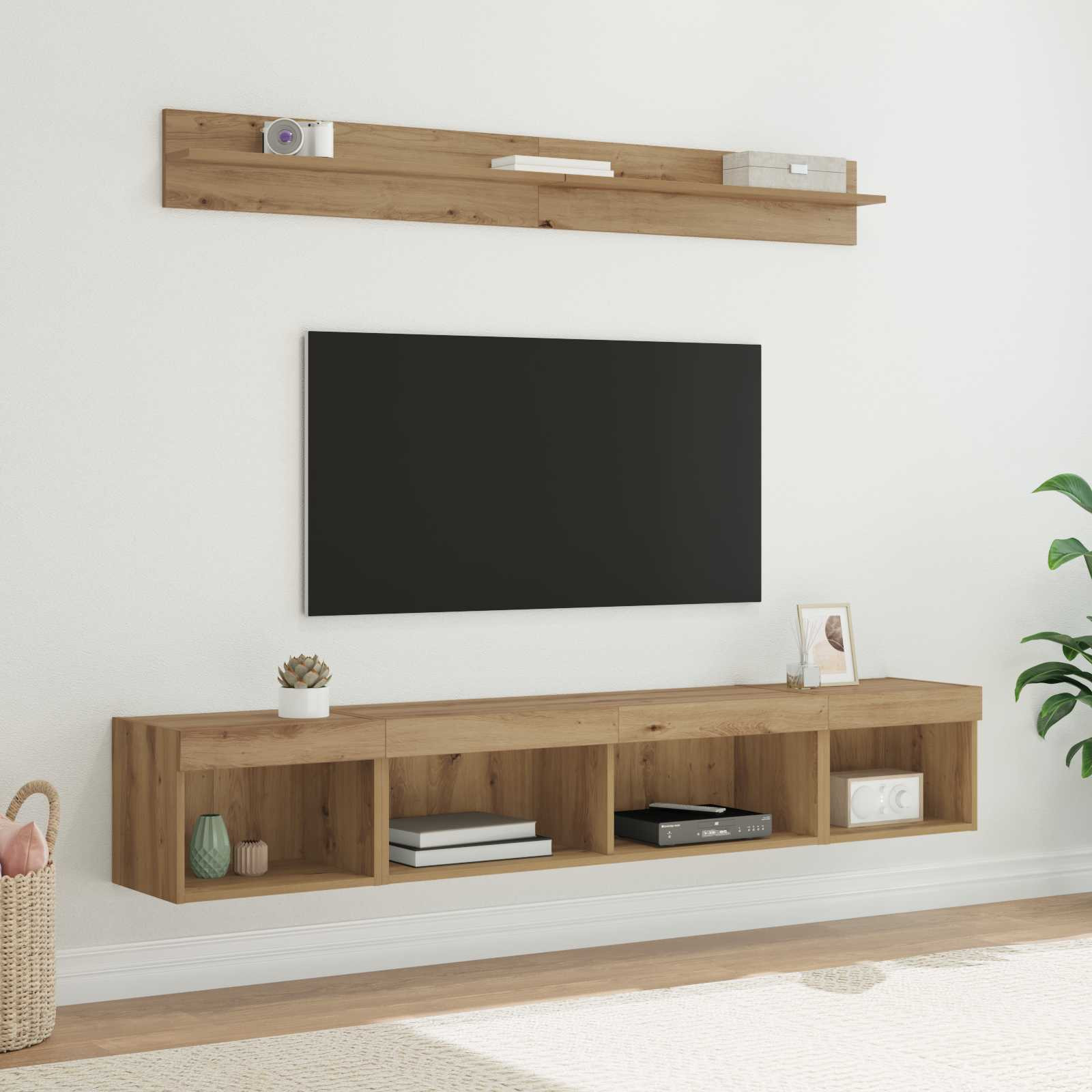 vidaXL TV-Wandregal-Set 5 pcs Artisan-Eiche Holzwerkstoff