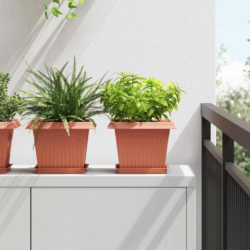 vidaXL Blumentöpfe 6 pcs Ziegelrot 23 x 23 x 17,5 cm Kunststoff