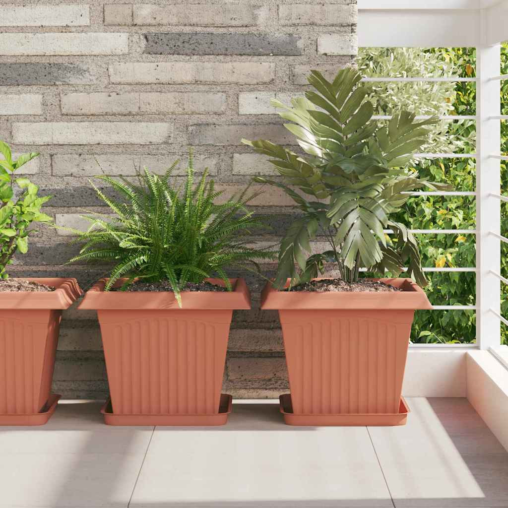 vidaXL Blumentöpfe 6 pcs Ziegelrot 33 x 33 x 26 cm Kunststoff