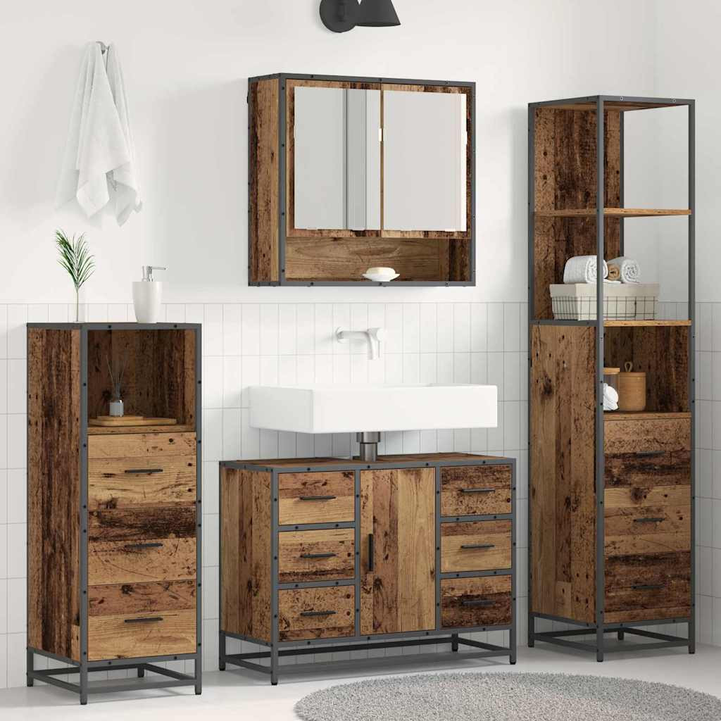 vidaXL Badezimmermöbel-Set mit Schubladen 4 pcs Altholz Holzwerkstoff