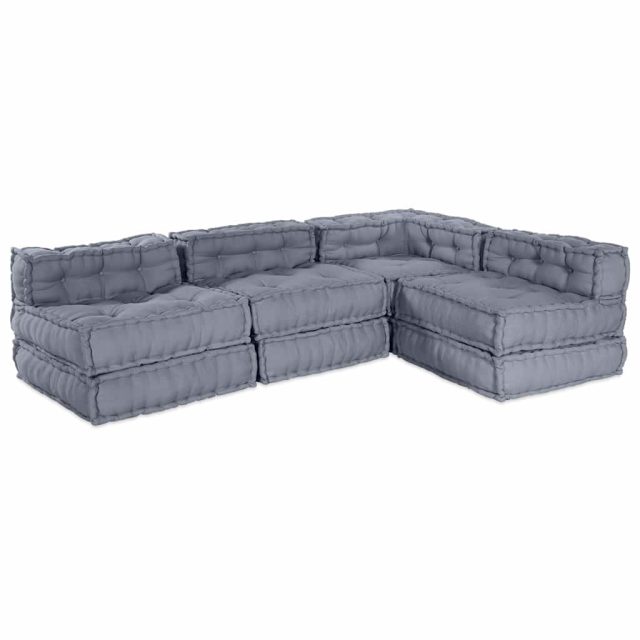 vidaXL Modulare Sofagarnitur 4 pcs Grau Stoff