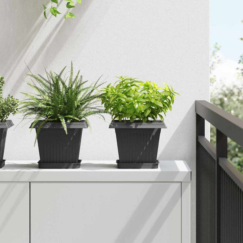 vidaXL Blumentöpfe 6 pcs Schwarz 20 x 20 x 16 cm Kunststoff