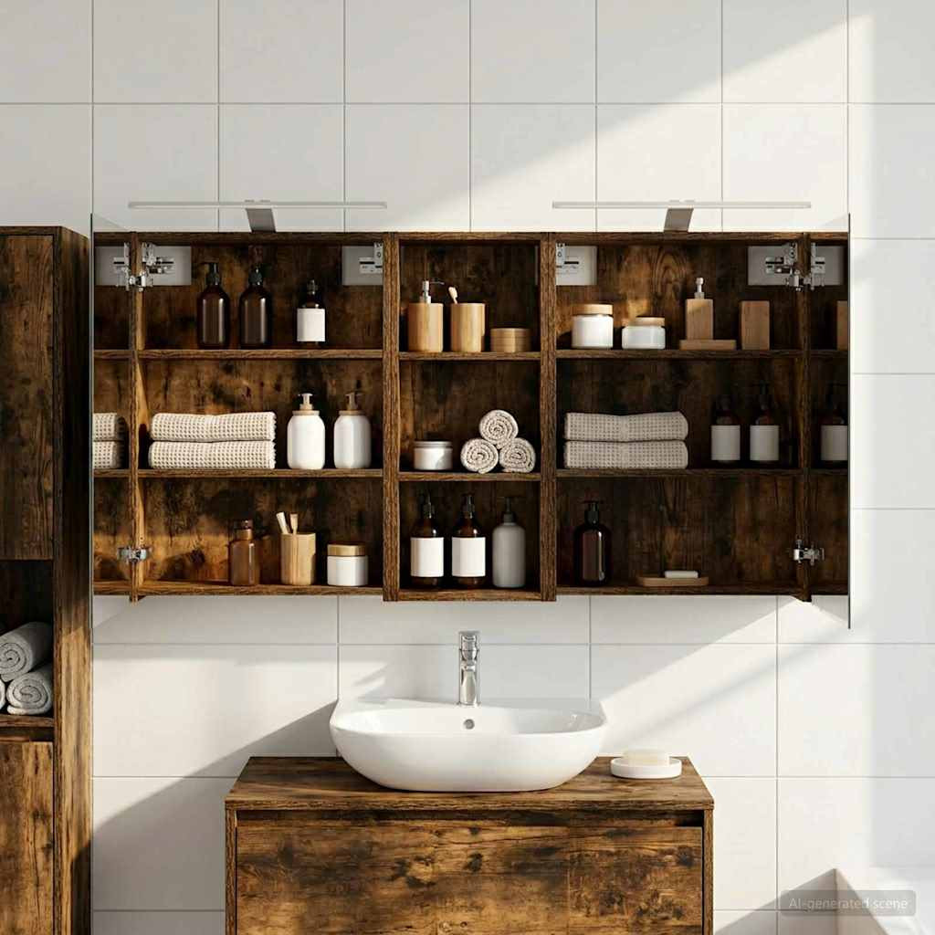 vidaXL Badezimmerschrank-Set 3 pcs 130 x 14,5 x 70 cm Holzwerkstoff