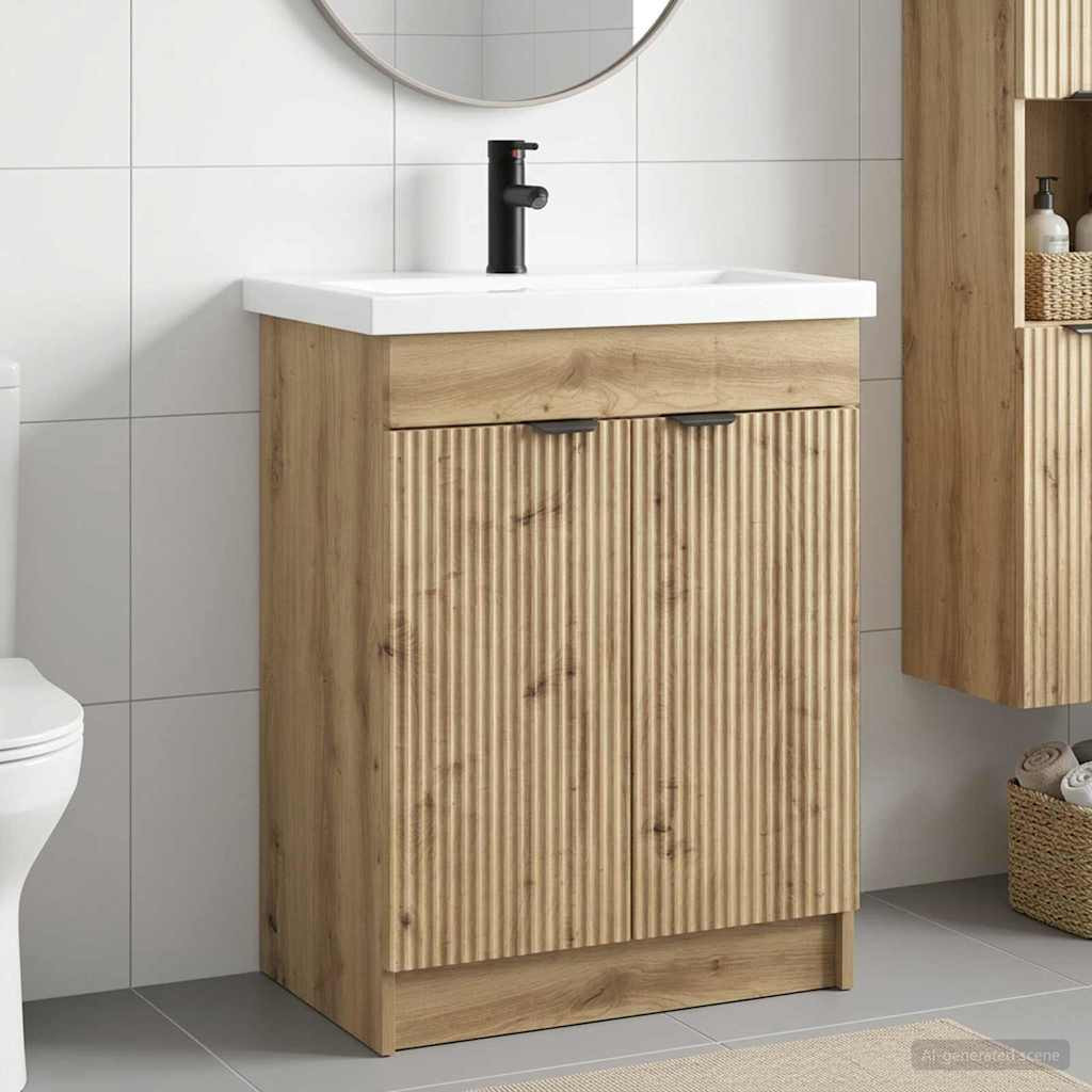 vidaXL Badezimmermöbel-Set Artisan-Eiche 56 x 37,5 x 81 cm