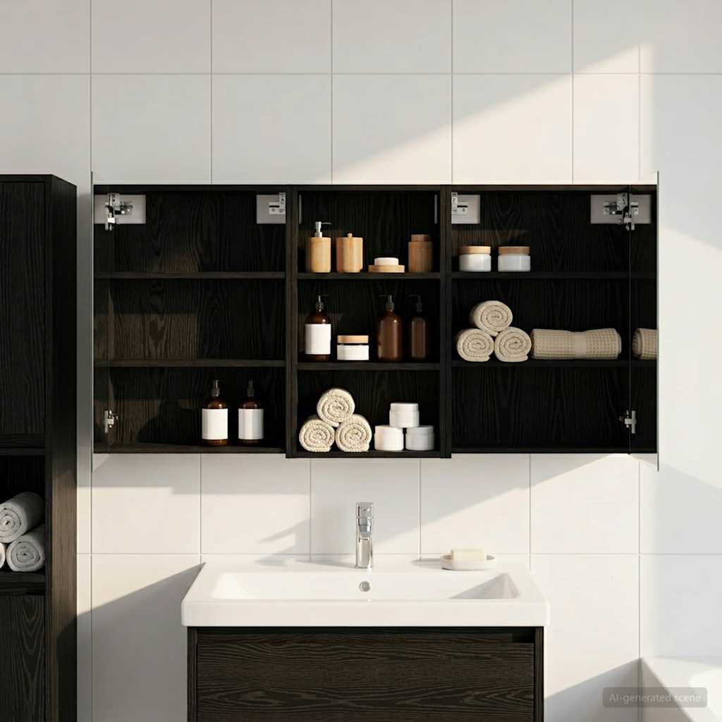 vidaXL Badezimmerschrank-Set 3 pcs 140 x 14,5 x 70 cm Holzwerkstoff
