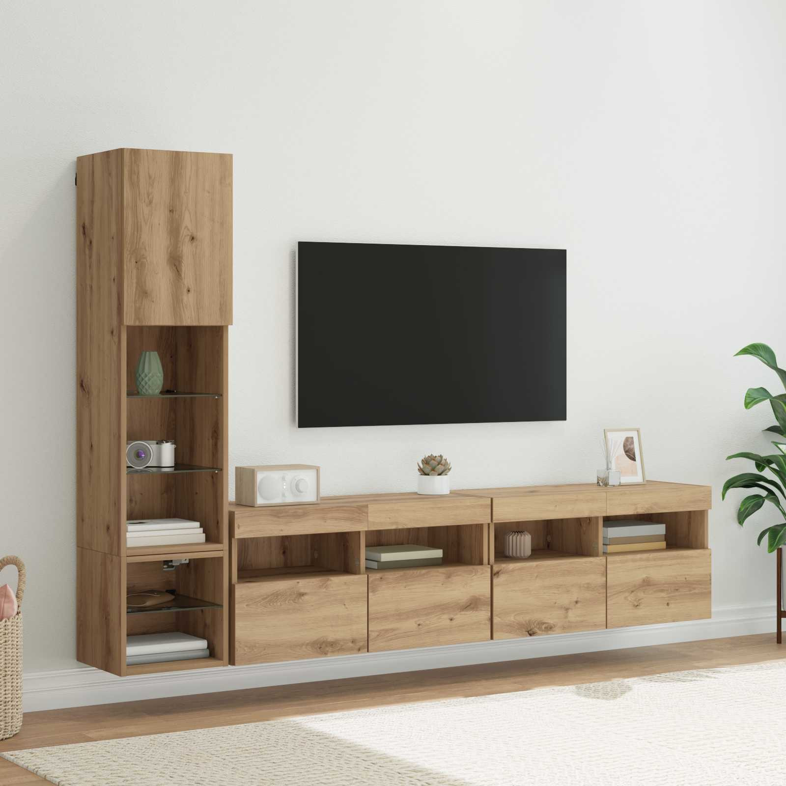 vidaXL TV-Wandmöbel 4 pcs Artisan-Eiche Holzwerkstoff
