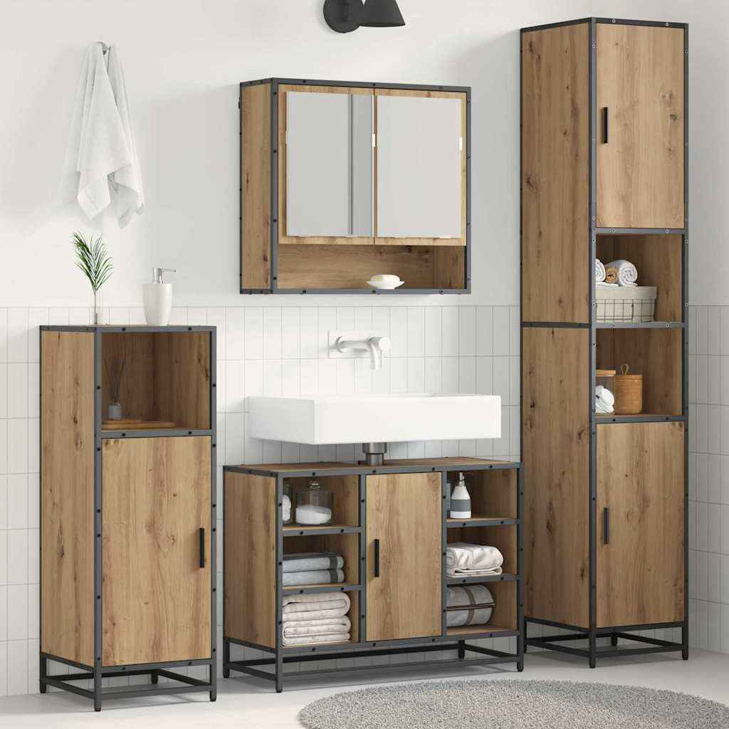 vidaXL Badezimmermöbel-Set 3 Stk. Artisan-Eiche 35 x 37,5 x 188,5 cm