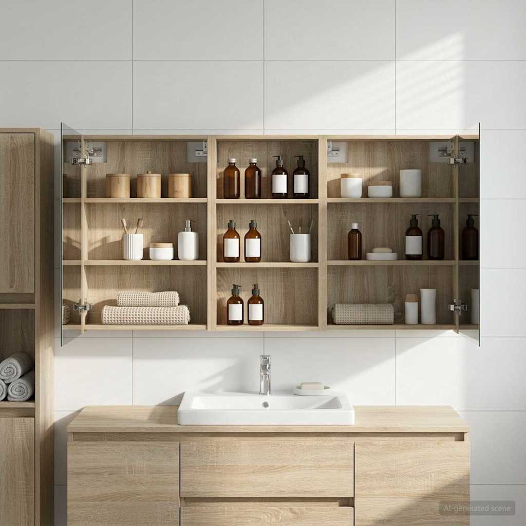 vidaXL Badezimmerschrank-Set 3 pcs 140 x 14,5 x 70 cm Holzwerkstoff