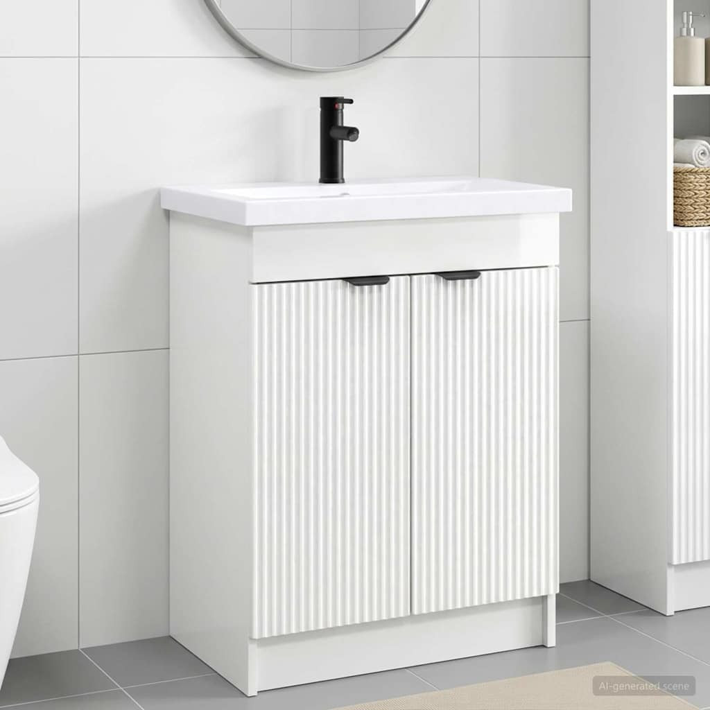 vidaXL Badezimmermöbel-Set Hochglanz Weiß 78,5 x 37,5 x 81 cm