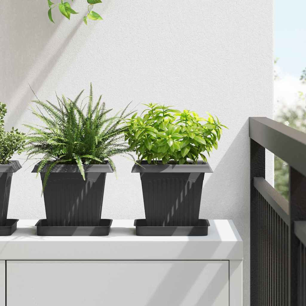 vidaXL Blumentöpfe 24 pcs Schwarz 16 x 16 x 14 cm Kunststoff