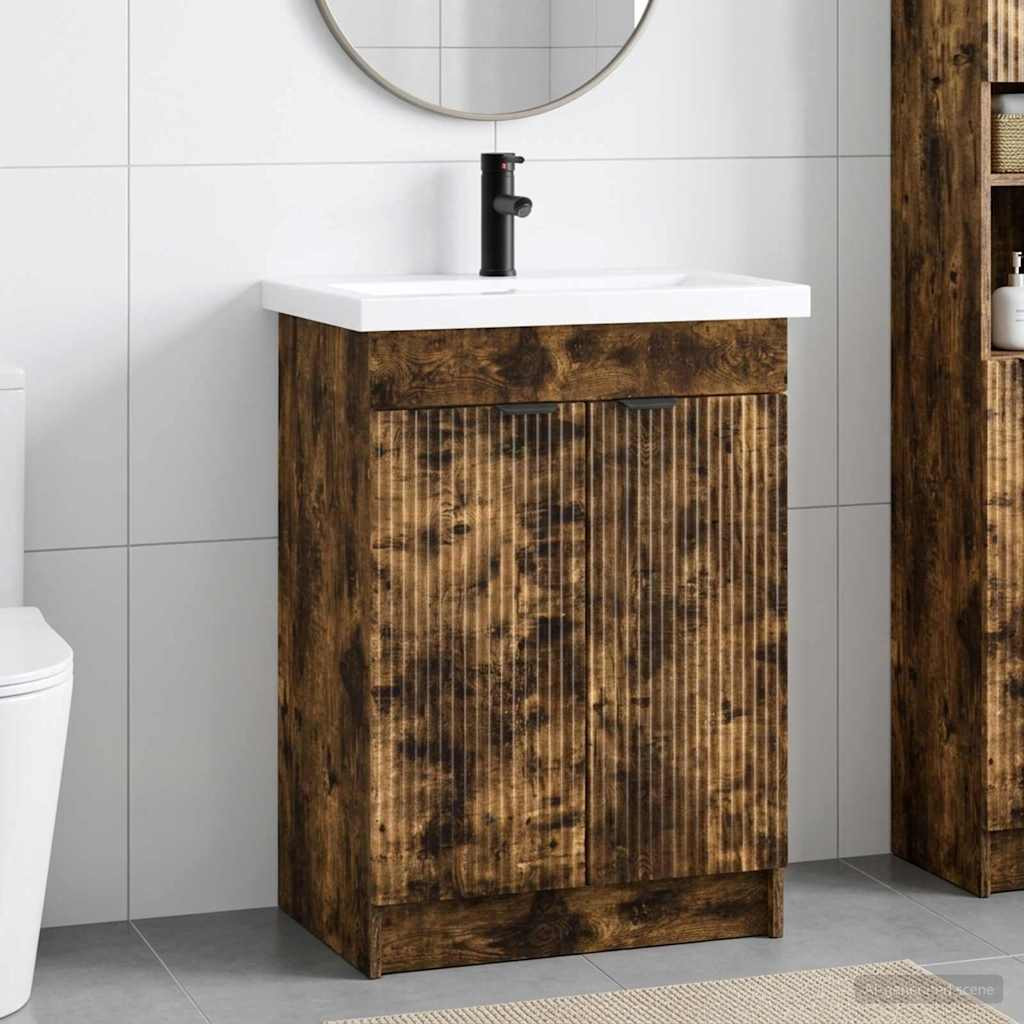 vidaXL Badezimmermöbel-Set Geräucherte Eiche 78,5 x 37,5 x 81 cm