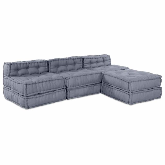 vidaXL Modulare Sofagarnitur 4 pcs Grau Stoff